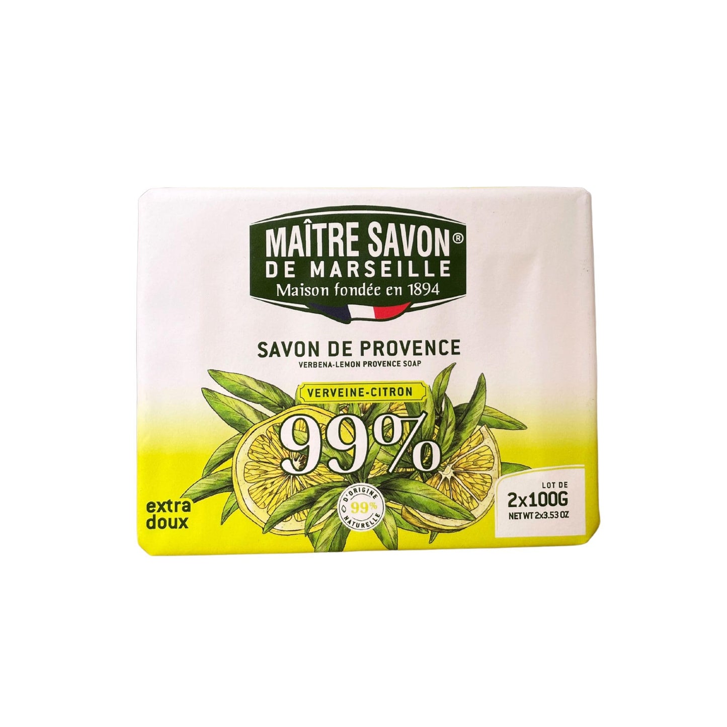 Maître Savon de Marseille - Jabón de Provenza Lavanda – Extra Suave – 2x100g – 99% Ingredientes Naturales – Manos & Cuerpo