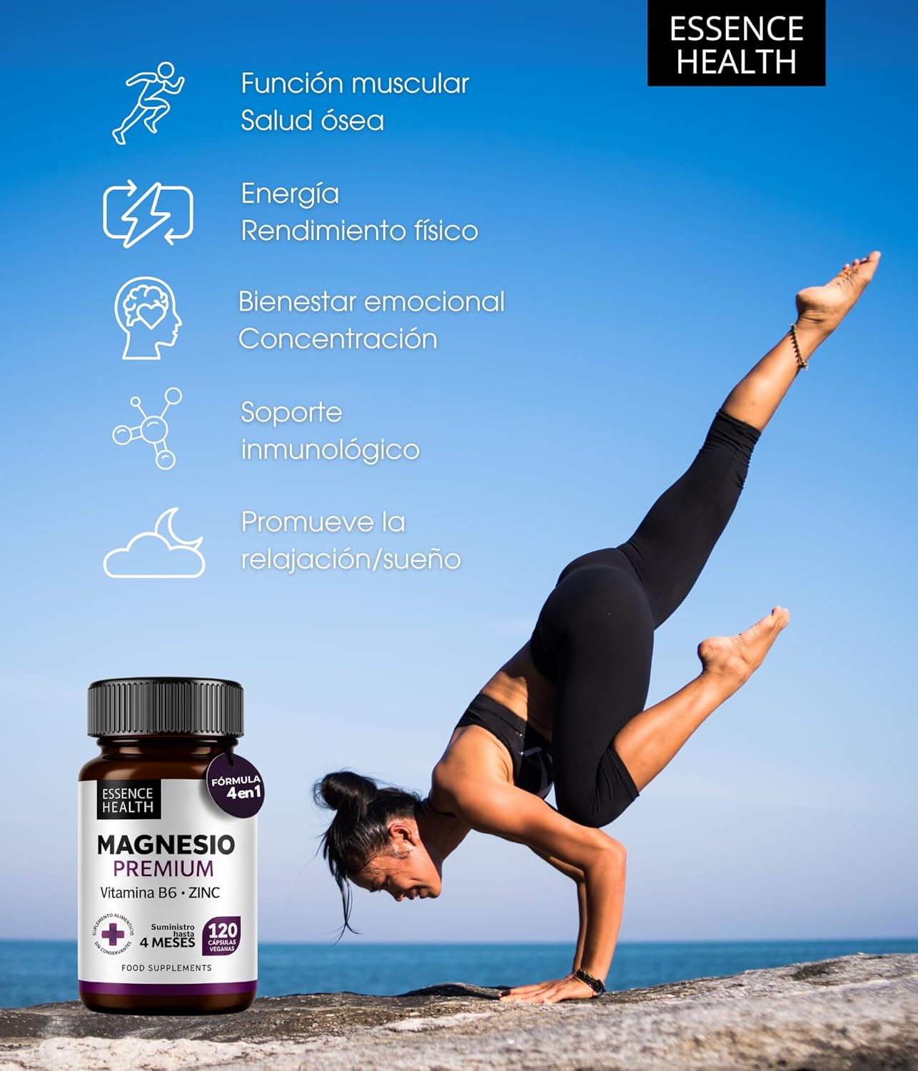 Premium Magnesium Complex 2446mg | High Absorption Bisglycinate + Citrate + Zinc + B6 | 120 Vegan Capsules | Muscle Support, Stress & Energy | 4 in 1