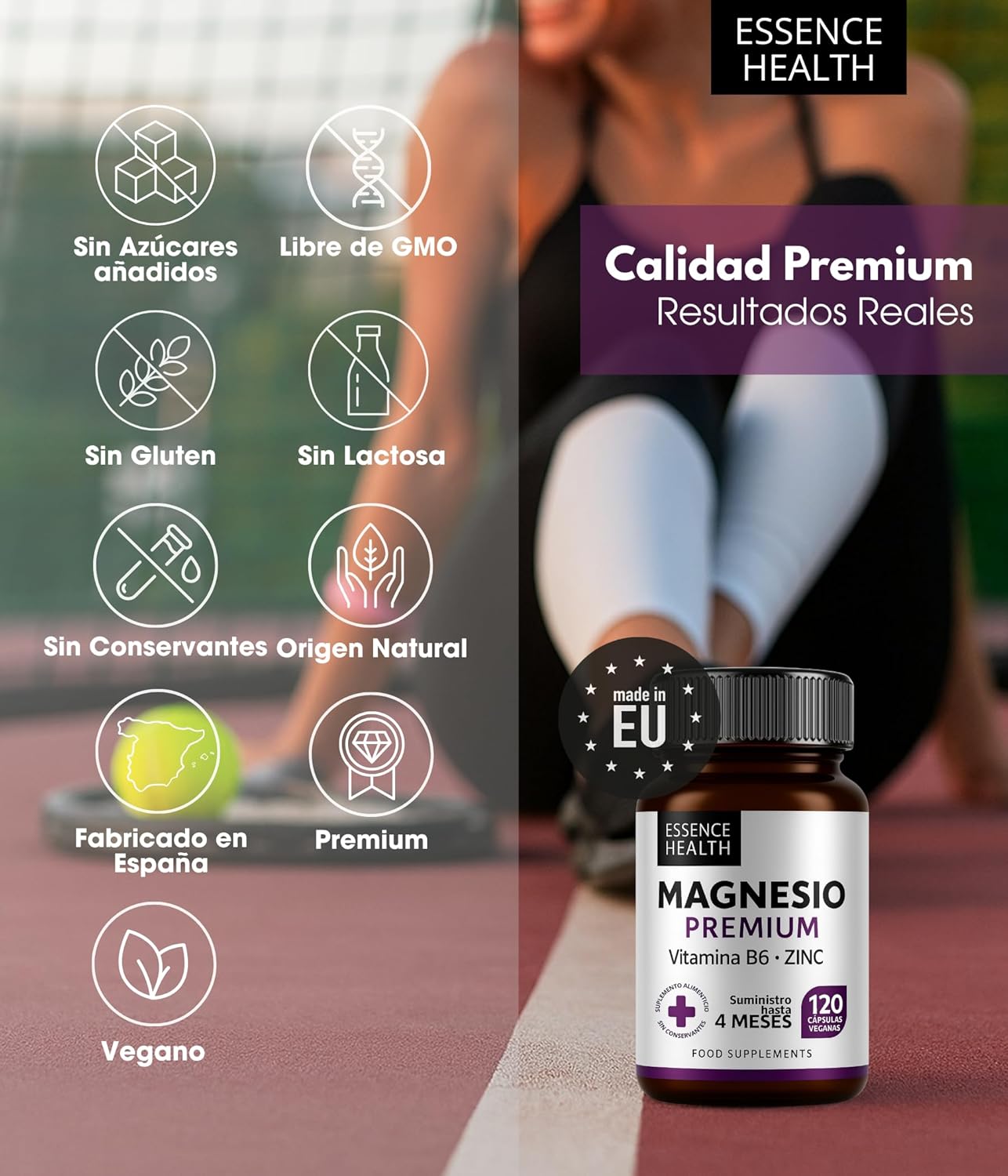 Premium Magnesium Complex 2446mg | High Absorption Bisglycinate + Citrate + Zinc + B6 | 120 Vegan Capsules | Muscle Support, Stress & Energy | 4 in 1