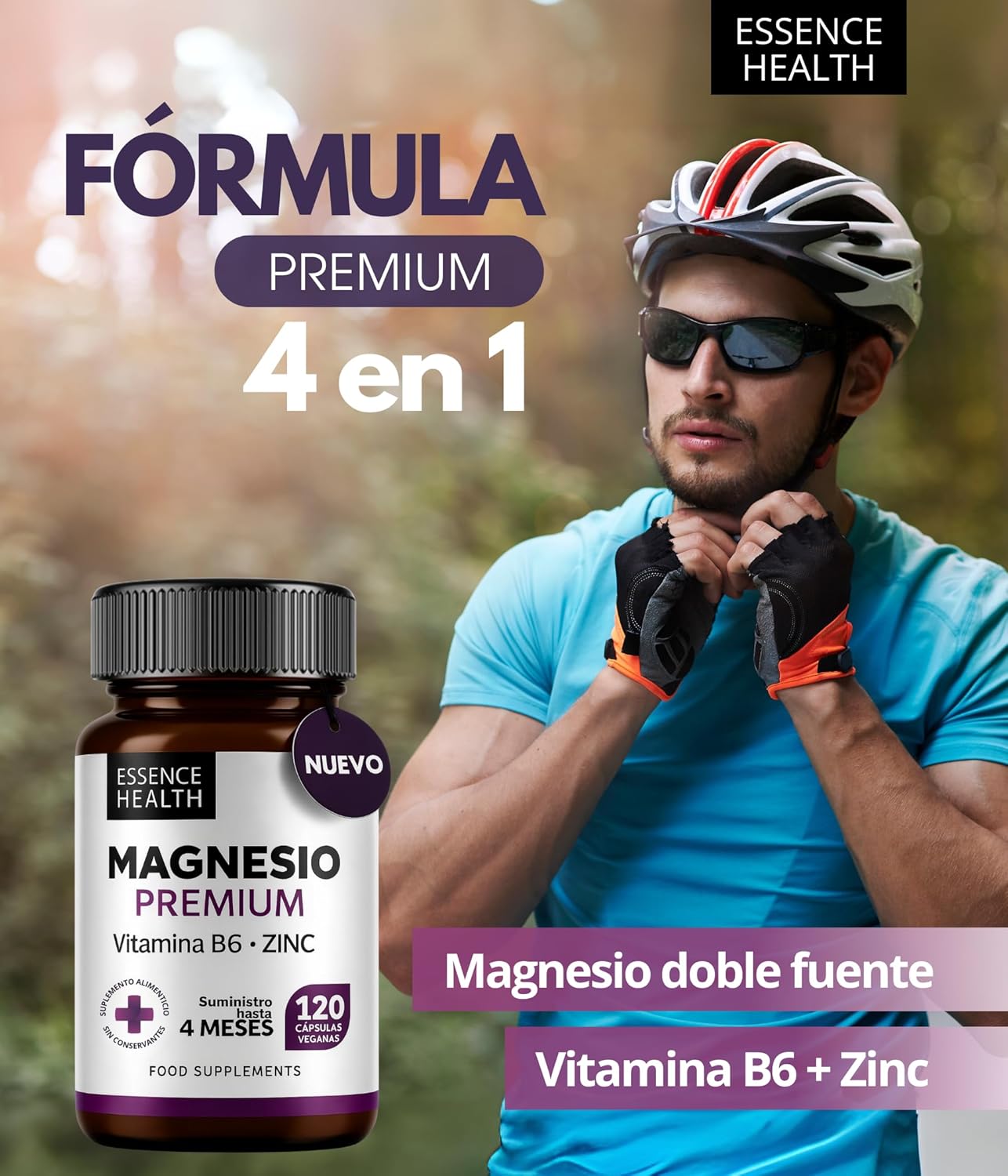 Premium Magnesium Complex 2446mg | High Absorption Bisglycinate + Citrate + Zinc + B6 | 120 Vegan Capsules | Muscle Support, Stress & Energy | 4 in 1