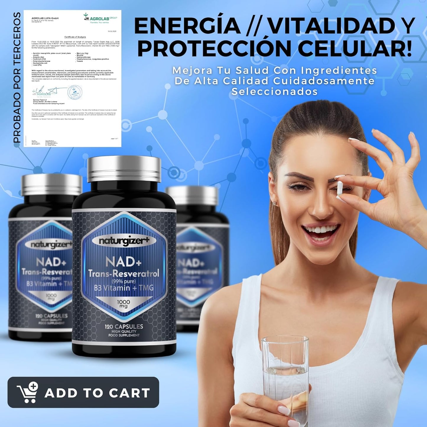 NAD, Resveratrol, Nad Resveratrol, NAD+ LIPOSOMAL,1000 mg (120 caps), Vitamin B3, TMG. Nmn Enhancement, Nicotinamide Riboside. Powerful Anti-Aging and Revitalizing Formula. High Purity. Naturgizer+