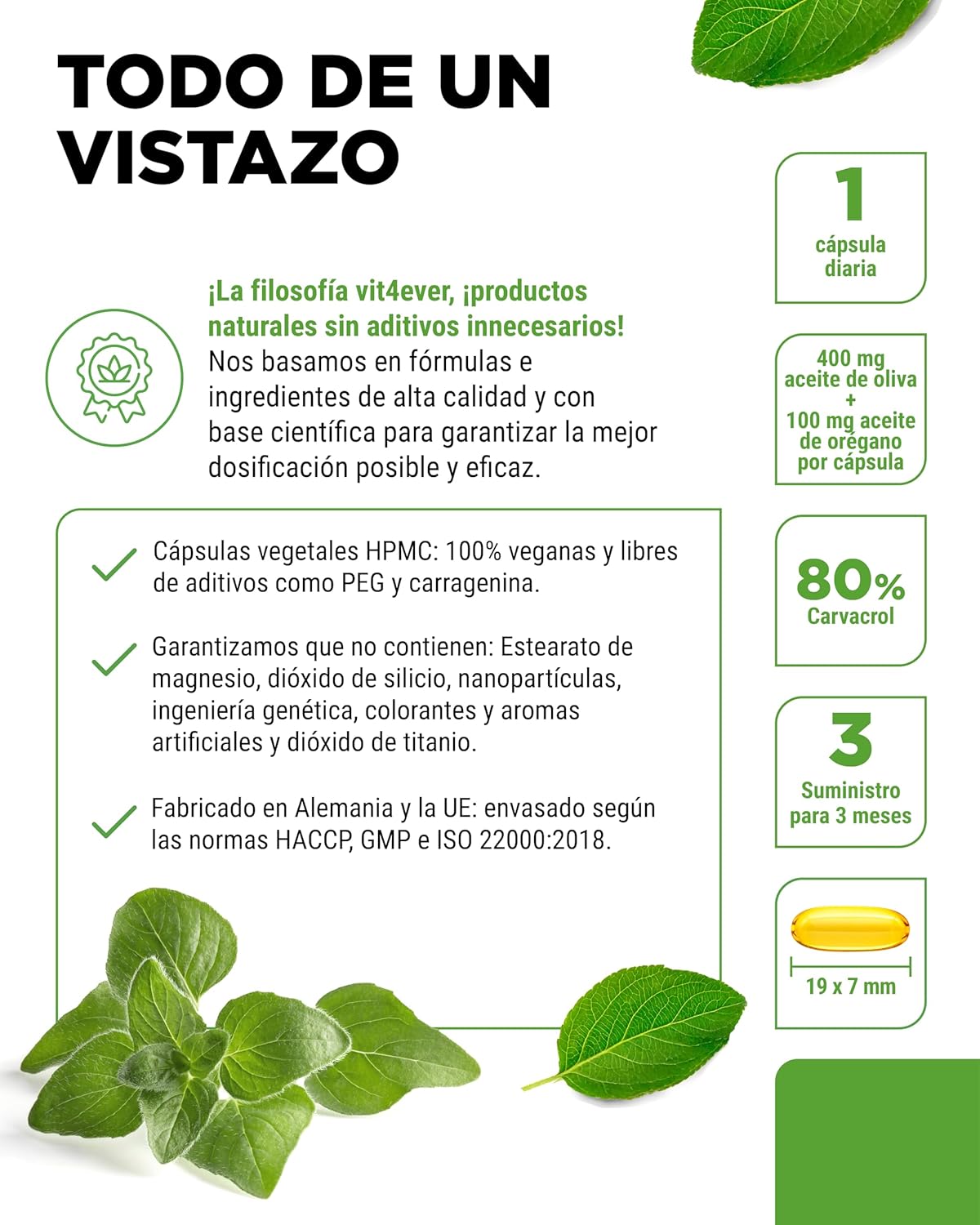 Organic Oregano Oil and Carvacrol 80 mg - 90 Capsules with Controlled Virgin Olive Oil - Greek Oregano High Dose - Vegan