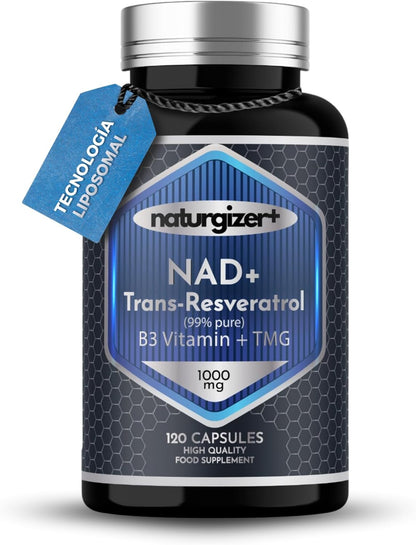 NAD, Resveratrol, Nad Resveratrol, NAD+ LIPOSOMAL,1000 mg (120 caps), Vitamin B3, TMG. Nmn Enhancement, Nicotinamide Riboside. Powerful Anti-Aging and Revitalizing Formula. High Purity. Naturgizer+