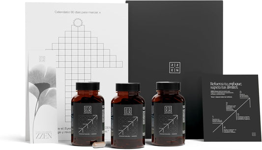 ZZEN LABS Nootrópico Natural – Nootropicos Memoria y Concentracion – Pastillas Concentracion Estudiar - Nootropicos Naturales – 90 Cápsulas Veganas (PACK 3 NOOTRÓPICO ZZEN FOCUS)