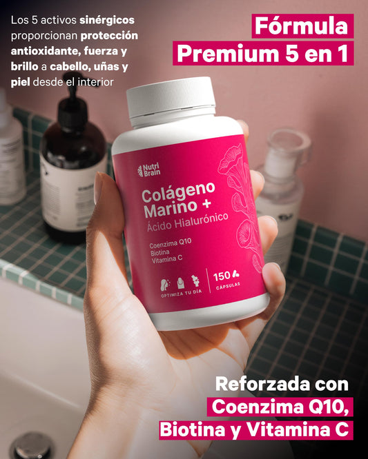 Colágeno Marino Hidrolizado + Ácido Hialurónico, CoQ10 y Biotina – 150 Cápsulas