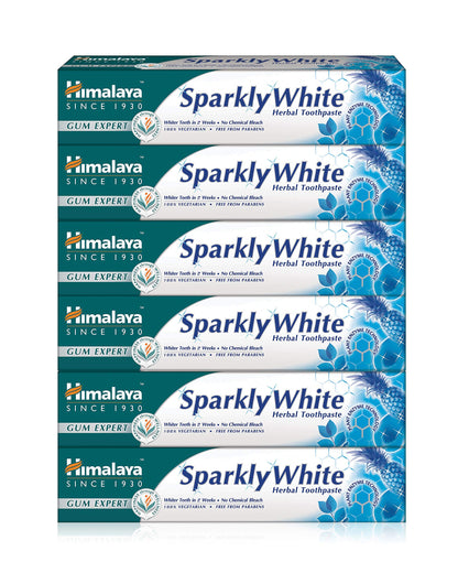 Himalaya Herbals Sparkly White Herbal Vegetarian Toothpaste for whitening teeth with advanced plague removal|Anti-inflammatory 12-Hour Germ Protection- 75ml